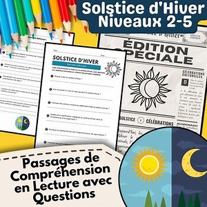 Solstice d'Hiver et Noël – Passages de Compréhension en Lecture & Questions 2-5