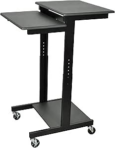 Offex Mobile Height Adjustable Computer Workstation/Presentations Lectern - Gray