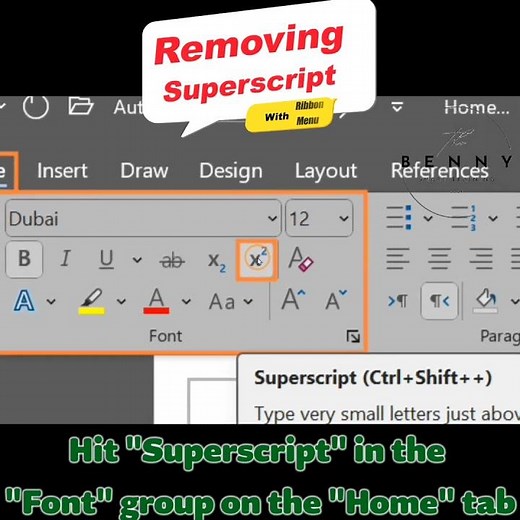 How to Remove Superscript with Home tab in MS Word