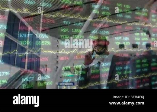 Two businesspeople are talking on the phone and checking their boarding pass at an airport terminal. Global business connections digital interface and technology concept digitally generated video Stock Video Footage - Alamy