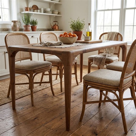 Rectangular Solid Walnut Dining Table | Minimalist Mid Century Modern Kitchen Table With Soft Edges - Etsy