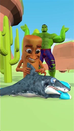 Hulk vs Funny Sausage Man: The Shark Rescue Mission! 🦈😂 #3DAnimation #FunnyShorts #shorts