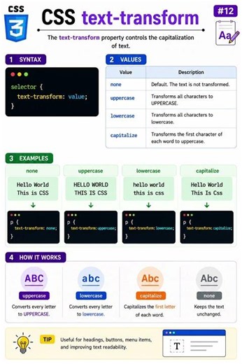 CSS Text Transform Property Explained 🔥 #shorts #css #texttransform #html #frontend #cssshorts