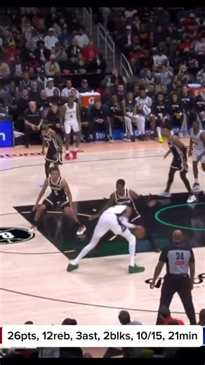 Wemby goes for 26pts, 12reb, 3ast, 2blks, 10/15 in 21min in win against the Hawks. #nba #wembanyama