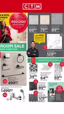 CTM Bathroom Sale: Tiles, Taps, Sinks & More (March-May 2026)