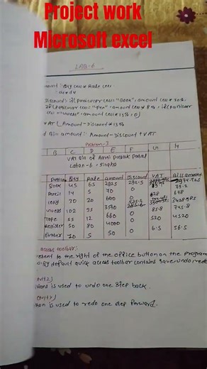 project work of Microsoft excel #projectwork #submitted #viralvideo #microsoftexcel