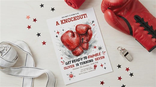 Boxing Birthday Invitation: Editable Party Template (digital Download) - Etsy