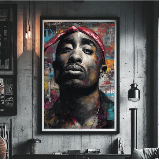 Tupac Shakur Portrait Wall Art | 90s Hip Hop Rap Legend (printable) - Etsy