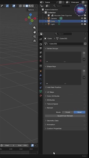 طريقة عمل Remesh بدون Modifier في Blender