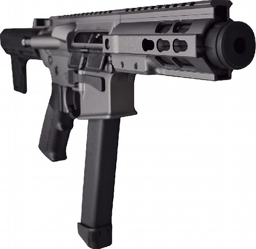 Brigade MFG BM-9 Forged Receiver 9mm AR Pistol 5.5" Barrel 5" U-Rail, Tungsten Grey Cerakote Finish, M-2 Adjustable KAK Brace w/ One High-Capacity Glock Compatible Magazine