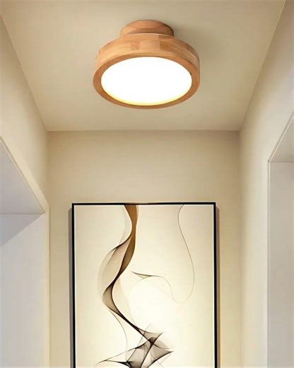 Hollenz - 9-15" Nordic Glow Round Scandinavian Wooden Ceiling Lamp