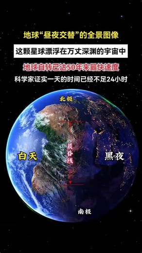 地球昼夜交替的全景图像这颗星球漂浮在万丈深渊的宇宙中地球自转已达50年来最快速度科学家证实一天的时间已经不足24小时 #探索宇宙 #昼夜交替 #科普 #地球