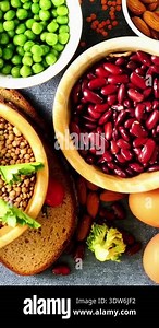 assorted of food rich in protein, healthy vegan food, veggie protein sources Stock Video Footage - Alamy