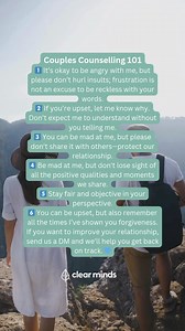 💙 Couples Counseling 101 💙Every relationship has its challenges, but how you handle those tough moments makes all the difference. Conflict is normal, but respect, communication, and understanding are key to resolving it together. Remember to speak with kindness, listen deeply, and protect your relationship even when you're angry.Whether you’re looking to rebuild your bond, communicate more effectively, or simply grow closer, we're here to help.💌 We have a specialized package for couples couns