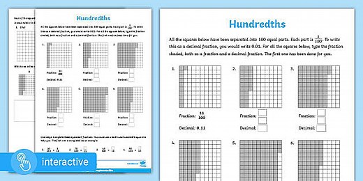 Interactive PDF:White Rose Maths Supporting Year 4: Spring Block 4: Number: Decimals: Hundredths as Decimals