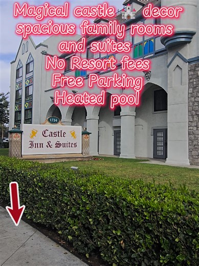 Book your Spring Break family trip vacation to Disneyland at Castle Inn & Suites. Disneyland is just about a 7-10 minutes walk from Castle Inn & Suites ✨️✨️🏰 #tiktokgorisingstarsl2 #disneylandhotel #anaheimcalifornia #familyvacation #disneyland
