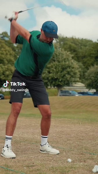 Wish I could hit in on the course like I do on the range 🫠 #teddyswings #golf #golflife #golftiktok #sendit #golfaddict #golfer #vintagesportswear #golfswing #golfcourse