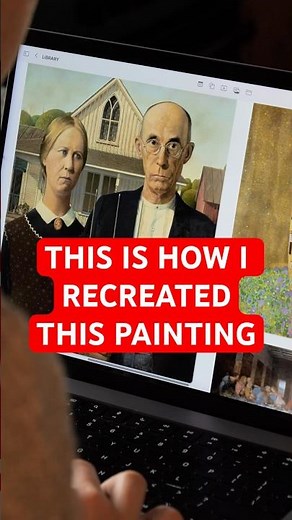 I recreated the famous American Gothic painting by Grant Wood 🖼️ #americangothic #halloween