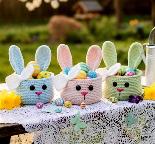 Easter Bow Bunny Basket Crochet Pattern, Rabbit Storage Amigurumi, Nursery Gift Crochet, Spring Decor - Etsy