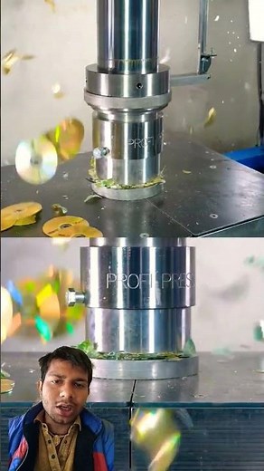 Pile of CDS explosing under hydraulic press #experiment #hydraulicpress #shorts #shortsvideo