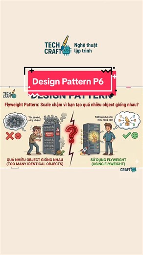 🎨 Design Pattern P6: 🔥Flyweight Pattern: Scale chậm vì bạn tạo quá nhiều object giống nhau? #DesignPattern #FlyweightPattern #Performance #SystemThinking #TechCraft