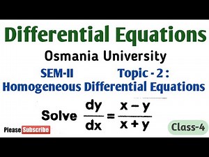Topic-2//Homogeneous Differential Equations//B.Sc//Problem-1
