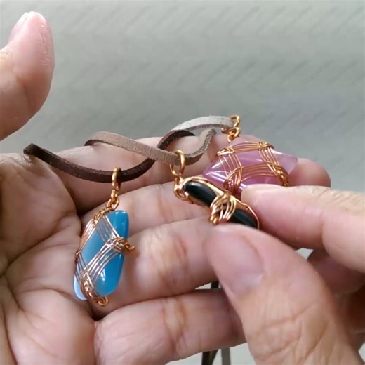 Pendant | square and rectangular | wire wrapped stones without holes @LanAnhHandmade 857 #Shorts