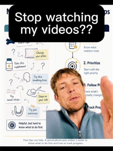 This may be your sign to stop watching all of these videos, the reason being is, yeah, they're educational, but you end up with this like huge pile of tips, and maybe some of them you use, they're great, maybe some of them you don't, that's fine. Go to our profile link or click the button on the screen to learn more about our personalized breathing program. At a certain point, more tips don’t actually solve the problem. You end up with: 📚 47 saved videos 🧠 19 different strategies 😵 And no cle