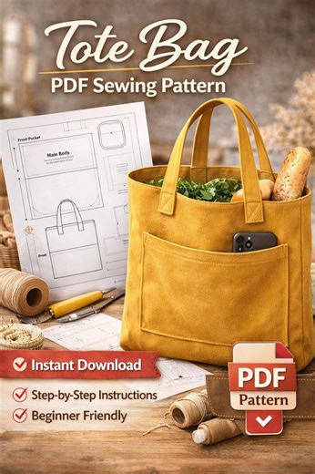 Tote Bag Sewing Pattern PDF, Easy DIY Beginner Frindly Tote, Sizes A4/US Letter Template, Canvas Shopper Bag, Quilted Tote Bag - Etsy