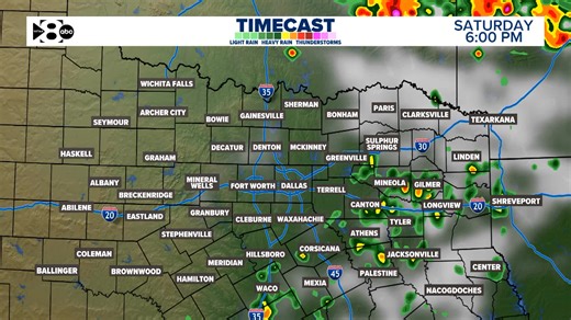Rain and storm chances are possible mainly Sunday afternoon. Other data keeps us dry so pay attention to the latest forecasts as we get closer! Here's the latest hour by hour timecast. | WFAA Weather