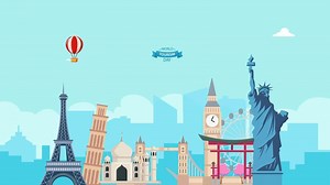 Download world tourism day animation with monuments landmarks for free