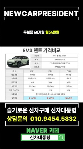 기아 EV3 7월 장기렌트 특가 견적비교 #신차대통령 #EV3 #렌트 #리스