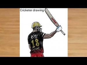 How to draw Virat Kohli (Royal challengers Bengaluru) Virat Kohli drawing || Cricket drawing
