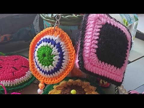 kiran is live with Granny square crochet pattern 🧶 animal keyring 🦁 tricolour keyring designs 🤗