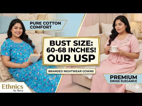Plus Size🥳! Comfortable Nighties for 60 to 68 Inch Bust Sizes 😍 | Cotton & Swiss Collection