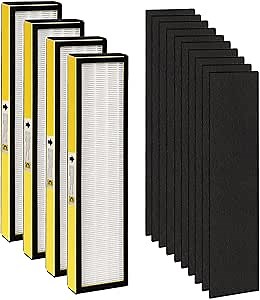 4+10FLT5000 Replacment Filter C is Combined by HEPA Activated Carbon Material,Compatible with Air Purifier AC5000, AC5000E, AC5250PT, AC5350B, AC5350BCA, AC5350W Filter-4HEPA+10Pre-Treatment Filter(4)