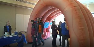 Inflatable colon set up to raise awareness about colon cancer