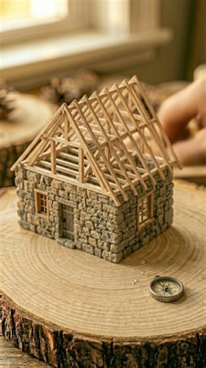 Building a Magical Stone Cottage from Scratch 🏡✨#miniature #fyp #shorts