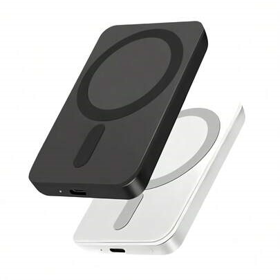 Fast Charging Solid Color Portable Magnetic Wireless Power Bank 5000mAh A MagSafe-Compatible Portable Charger That Supports Up To 15W Wireless Charging. This Ultra-Thin Mini Battery Pack (Includes Magnetic Ring Accessory) Is Designed For IPhone 12–17 Series And Qi-Compatible Android Devices Spring Easter Gift | SHEIN