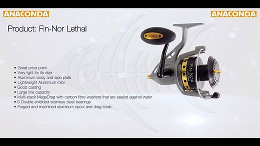 Fishing Tackle Review: Fin-Nor Lethal LT40/60 Fin-Nor have always been known for their high quality workmanship and even their budget range has been built to a very good standard. The Lethals are light and priced at under $100 so well within almost anyone's budget: http://bit.ly/finnorlethal • Great price point • Very light for its size • Aluminium body and side plate • Lightweight Aluminium rotor • Good casting • Large line capacity • Multi-stack MegaDrag with water-sealed carbon fibre washers
