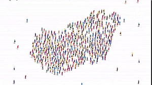 Hungary Map A large group of people form to create a Hungary map. 4K Video Animation.