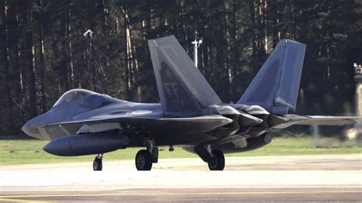 The moment four F-22 Raptors roll out under the VALOR callsign