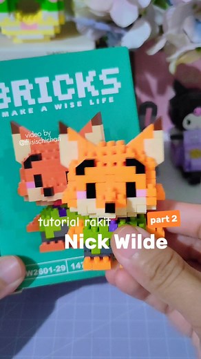 Tutorial rakit bricks ✨NICK WILDE - part 2✨ #tutorialrakitbricks #nanobricks #legobricks #bricksnickwilde