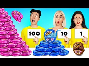 100 Layers Food Challenge | Eating 1 VS 100 Layers of Chocolate Competition by Candy Land