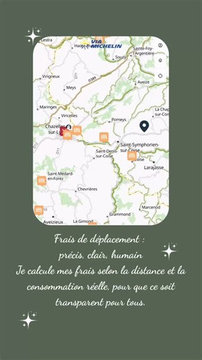Mes frais de déplacement sont calculés via ViaMichelin : un outil précis qui m’aide à rester juste et transparente. (Je simplifie ensuite en arrondissant au dixième le plus proche.) Prenez soin de vous, chez vous ou chez moi A vous de choisir votre bulle bien-être 🪷 Esmeralda✨ | Evasion d'Emeraude