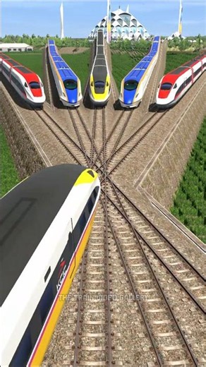 5 High-Speed Trains Collide with Each Other #railtrack #trainvideo