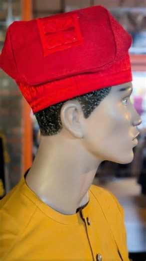 Dupsie's Adeniyi Red Aso Oke Fila Kufi Cap Hat DPH442