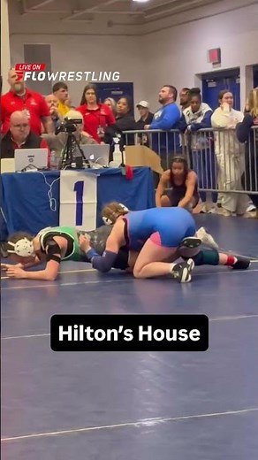 Caroline Hilton showed nice underhook work on her way to a fall in the 130-lb Powerade semis.