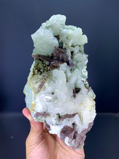 Brown Axinite Crystals With Green Adularia | Raw Combined Collectors Specimen From Pakistan 1300 Gram - Etsy