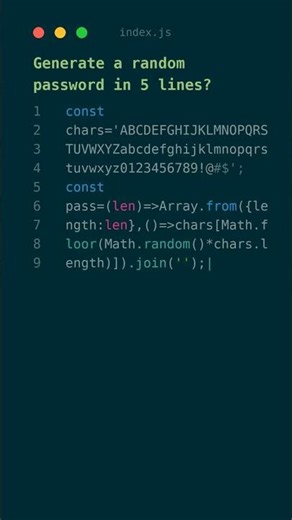 Random Password in 5 Lines! #shorts #javascript
